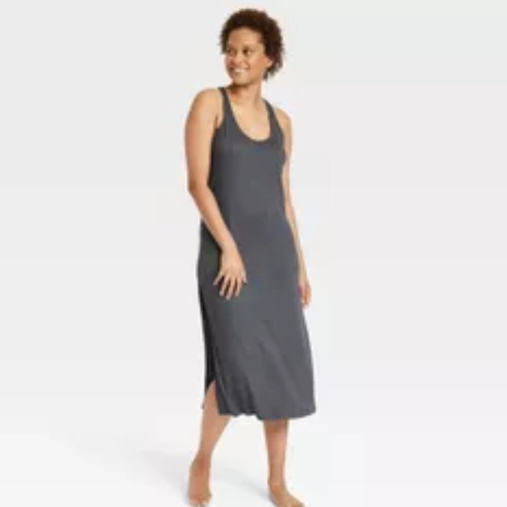 Stars Above Gray Crinkled Texture Knit NightGown